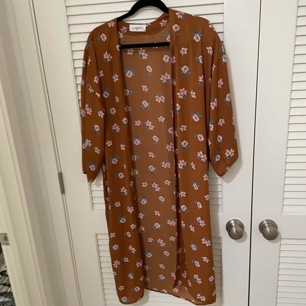 CJLA Rust Floral Kimono - Picture 3 of 5